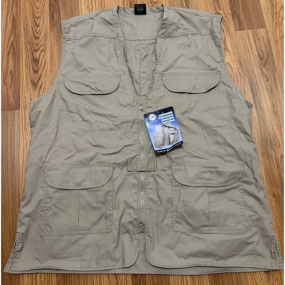 Rothco Concealed Carry Vest Mens Extra Large Khaki Lightweight Professional NWT